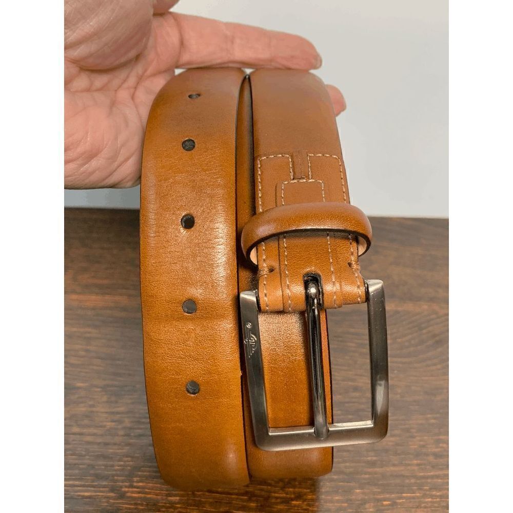 Dockers Men's Buckle Belt 11DK0186 Genuine Brown Leather Silver Hardware 39-43''